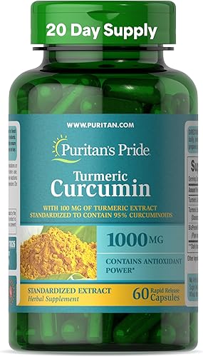 Puritans Pride Cúrcuma Curcumina 1000 mg con cápsulas de bioperina 60 unidades Puritans Pride Cúrcuma Curcumina 1000 mg con cápsulas de bioperina 60 unidades