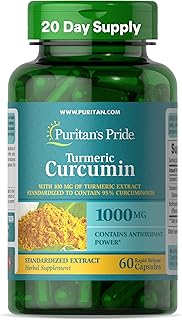 Puritan's Pride Turmeric Curcumin 1,000mg, Standarized to 95% Cucuminoids, Herbal Dietary Supplement for Antioxidant Health, 60 Radpid Release Capsules
