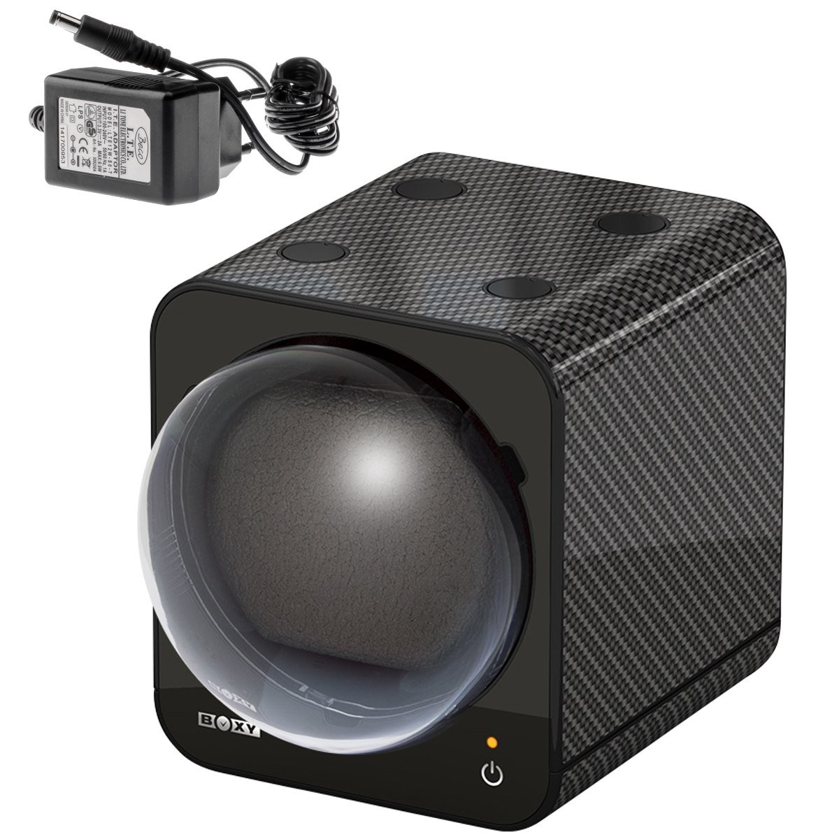 Boxy Fancy Brick Uhrenbeweger Carbon PRO1 2025 mit Netzadapter und 2 Kissen - Erweiterbares Uhrenbeweger System