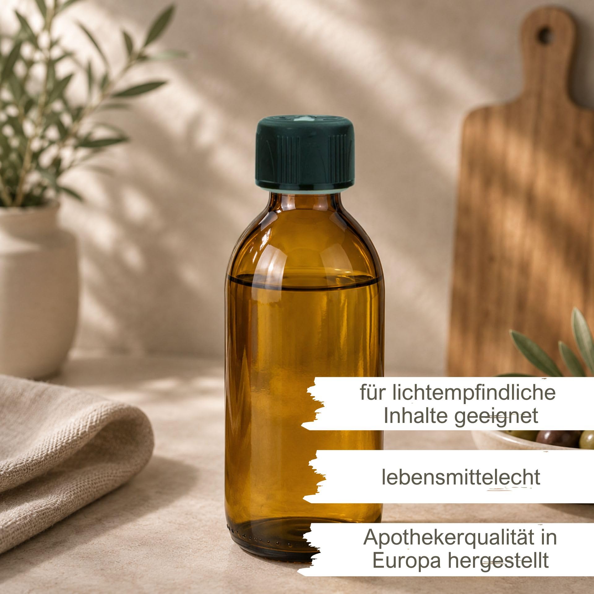 mikken 4 bottiglie di vetro marrone da 200 ml con tappo a vite