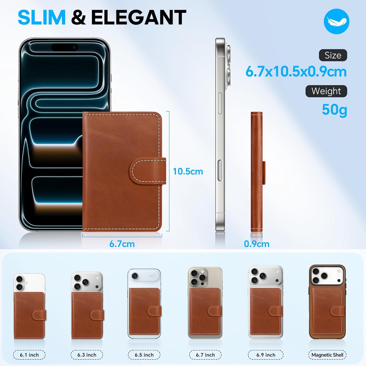SHIELDON for MagSafe Wallet Genuine Leather Strong Magnetic Card Holder, Slim RFID Blocking 6 Card Slots Compatible with iPhone 17/16/15/14/13/12 Series & Magnetic Case Men Women - Retro Brown - Image 5