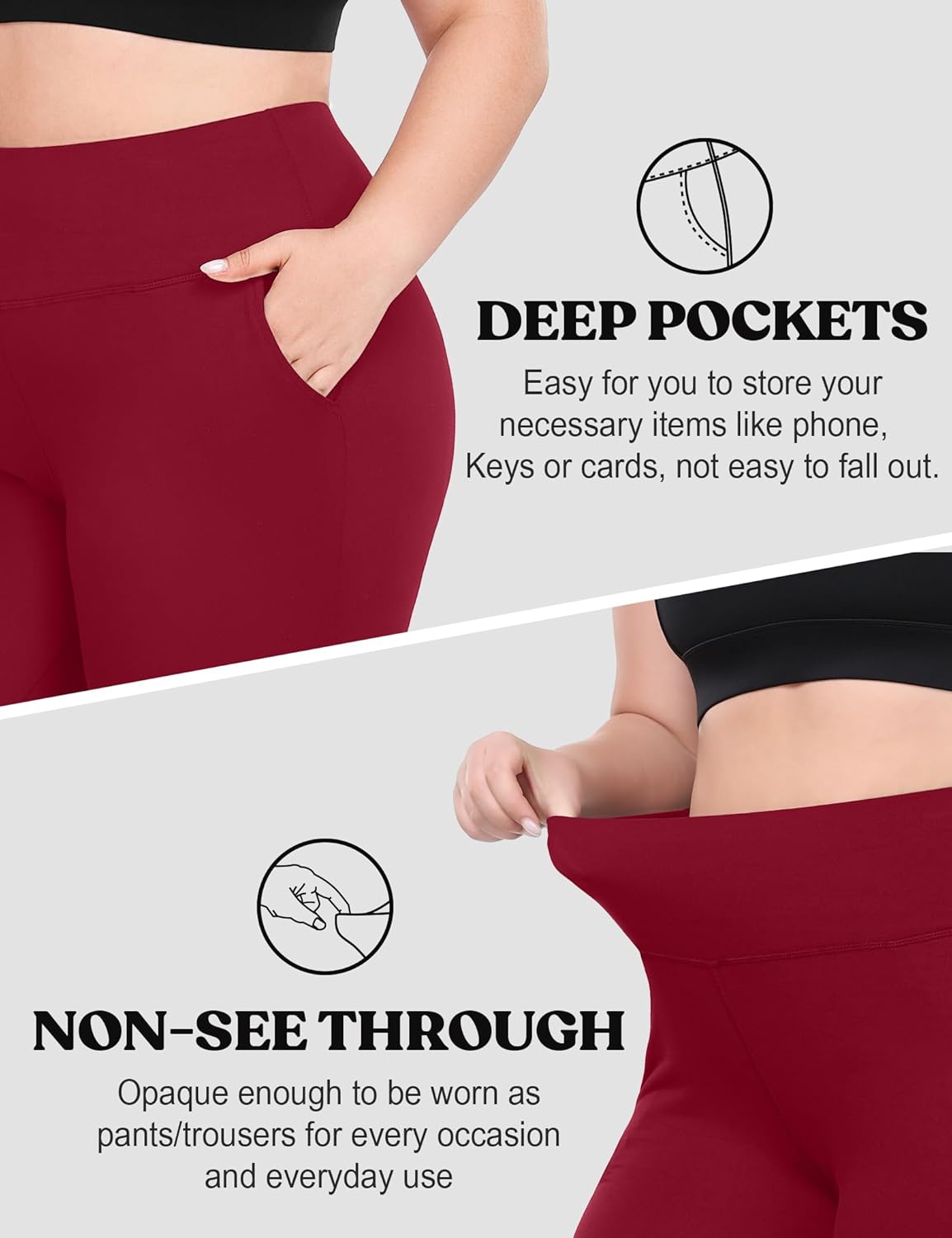 COOTRY Plus Size Leggings for Women with Pockets High Waist Buttery Soft Workout Yoga Pants - Image 3