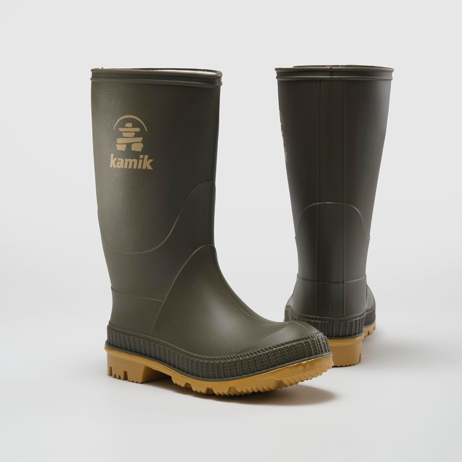Kamik Kid Stomp Rain Boots - Waterproof Rain Boots for Boys & Girls - Slip-Resistant Mud Traction Footwear - Easy Pull-On Rubber Footwear with Woven Lining - Pull-on Style
