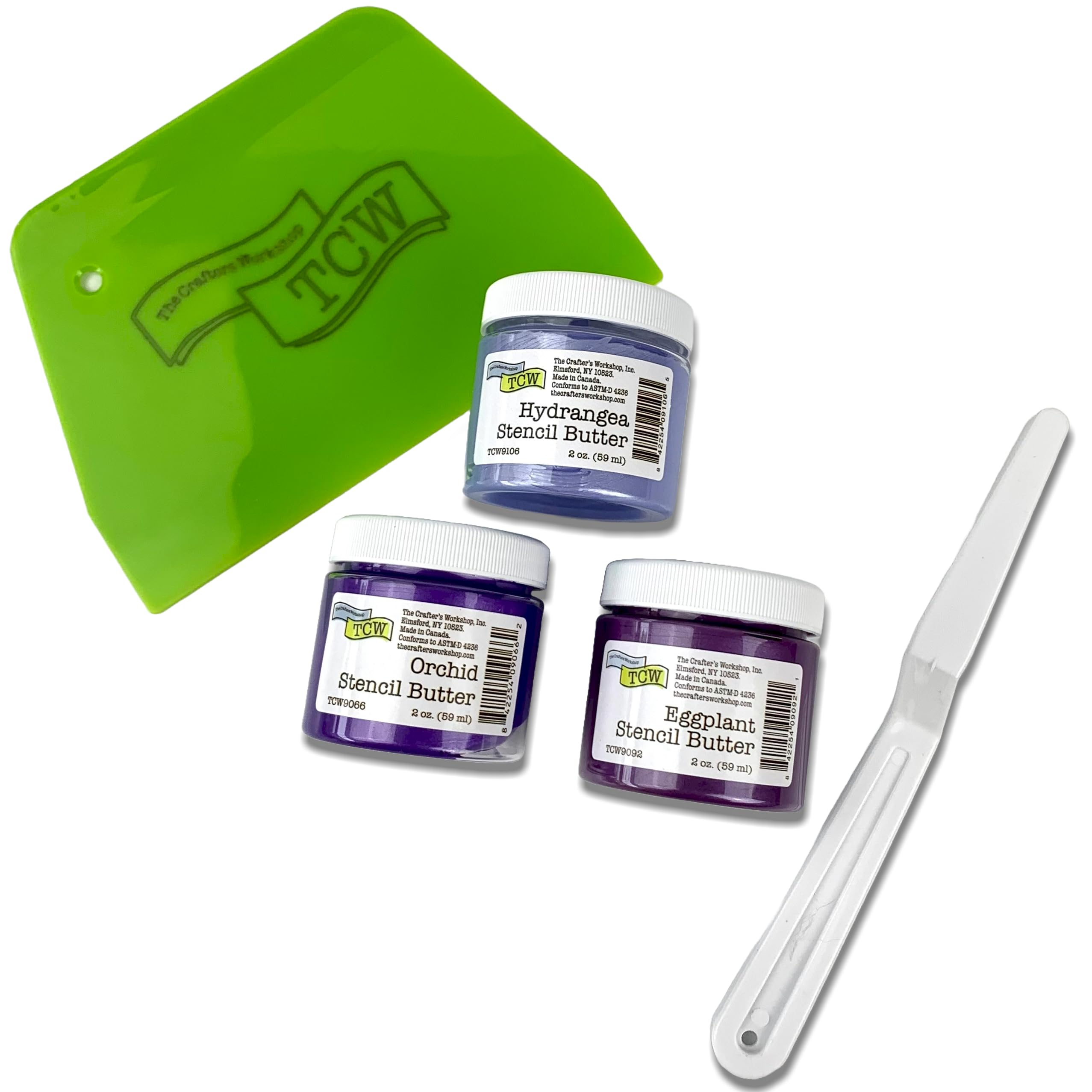 The Crafter's Workshop Purple Passion Paint Set and Art Kit – Stencil Butter Starter Kit with 3 Colors in 2-oz Jars of Paint Paste + 2 Tools – DIY Painting Set for Canvas, Journals & More