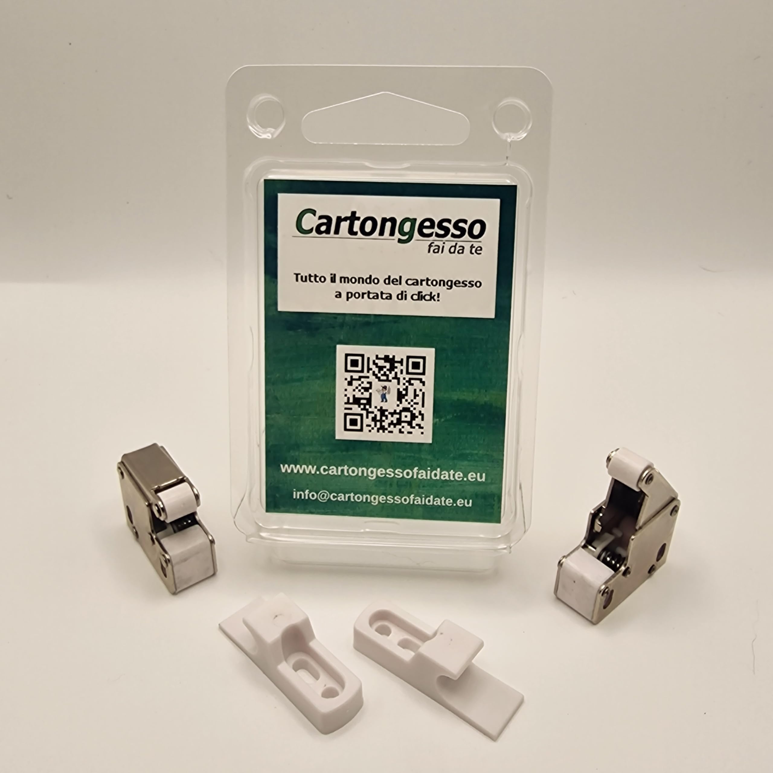Kit Completo Push Pull per Botole Ispezione, Mini Latch L001C + Clip a Gancio ABS, Meccanismo Apertura a Pressione Senza Maniglia, Telaio Cartongesso Sportelli - 2 mini chiavistelli e 2 snap a gancio