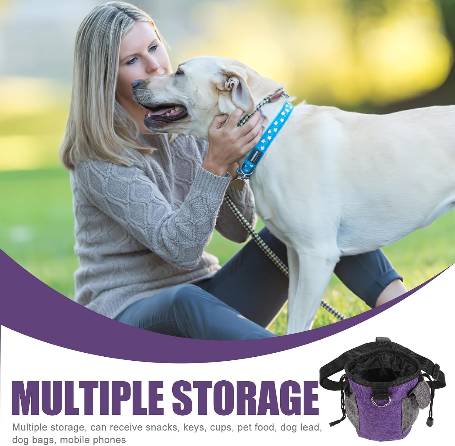 VICASKY Dog Training Treat Bag with Multiple Storage Oxford Cloth Purple image 3