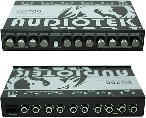 Miniatura 2 de Audiotek AT-EQ700 12 DIN 7 bandas ecualizador de audio para automóvil con salida frontal, trasera + sub  Entrada RCA estéreo auxiliar - 3 salidas