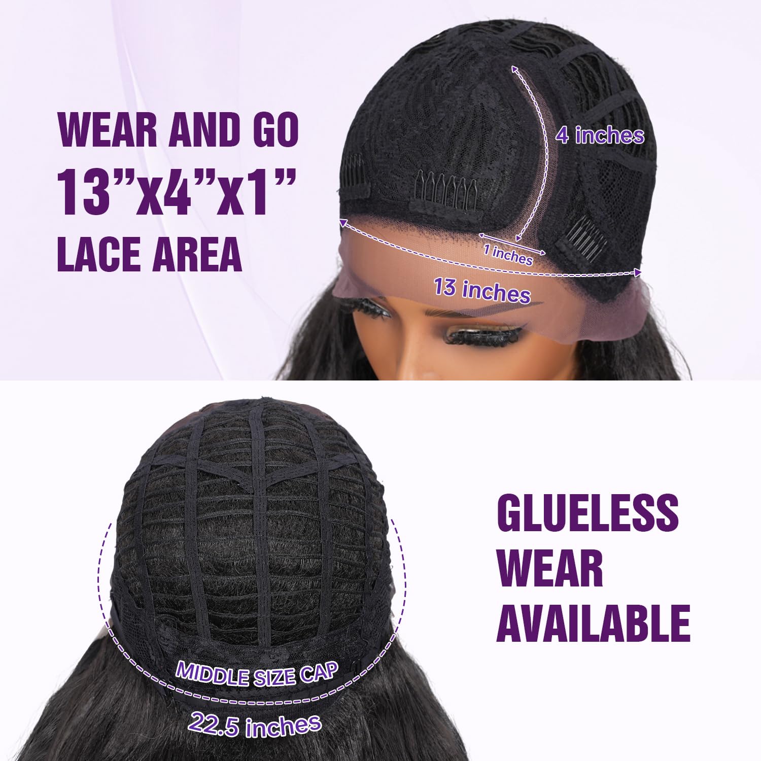 Glueless Wigs HD Transparent Lace,Wear and Go Synthetic Wig,C Part,180% Density Body Wave with Baby Hair,Pre-Plucked Frontal Wigs for Women 20 Inch,Natural Hairline,Breathable Wig Cap