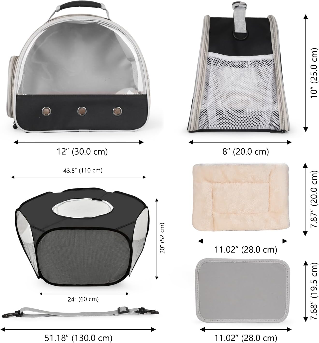 2-Pack Guinea Pig Carrier Backpack and Playpen with Lid, Breathable Pet Pen Excercise Fence, Portable Travel Cage for Bunny, Bearded Dragon, Rabbits, Hamster, Chinchillas, Sugar Glider, Squirrel