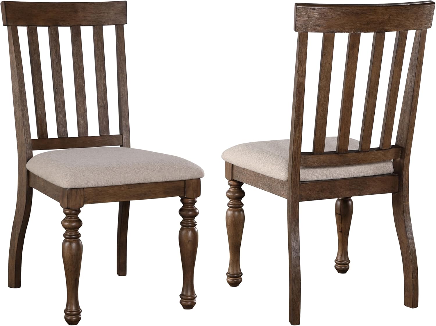 Steve Silver Furniture Joanna Side Chairs, Set of 2, Asian Hardwood Solids, 300lb Weight Capacity, 100% Polyester Fabric, Dining Room, Farmhouse Design, 23.5" D x 22" W x 40" H, Brown