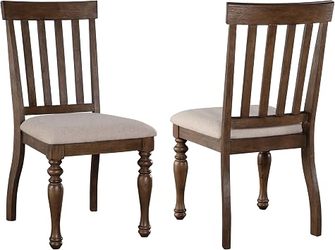 Steve Silver Furniture Joanna Side Chairs, Set of 2, Asian Hardwood Solids, 300lb Weight Capacity, 100% Polyester Fabric, Dining Room, Farmhouse Design, 23.5" D x 22" W x 40" H, Brown