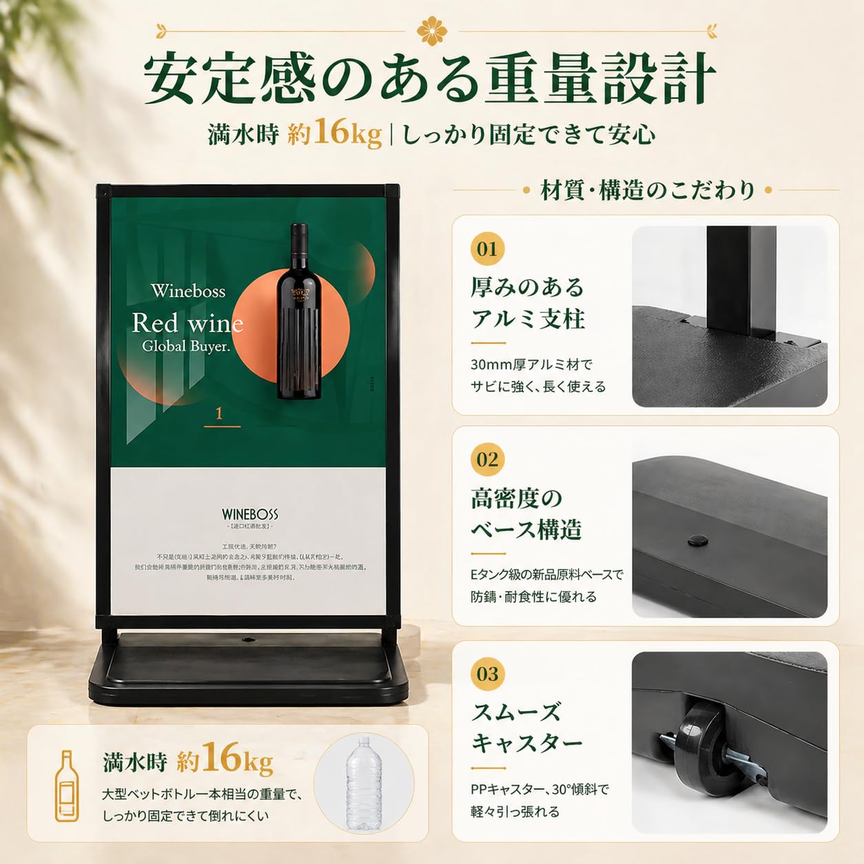 Amazon | ASYXGS たて看板 キャスター付き 移動式 注水式 転倒防止