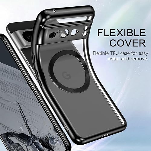 Miniatura 3 de BENTOBEN Funda para Google Pixel 8 Pro con MagSafe, magnética, delgada, transparente, a prueba de golpes, suave TPU galvanizado, carga protectora