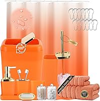 Vista 15 de Juego de accesorios de baño negro, juego de 9 piezas con cubo de basura, bandeja, dispensador de jabón, soporte para cepillo de dientes, taza