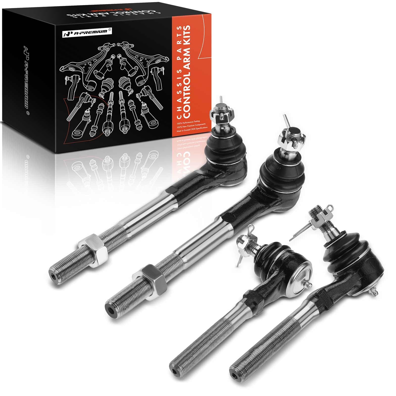 A-Premium Set of 4, Front Inner & Outer Tie Rod End Kit, Compatible with Ford F-150 1997-2003, F-150 Heritage 2004, F-250 1997-1999, Expedition 1997-