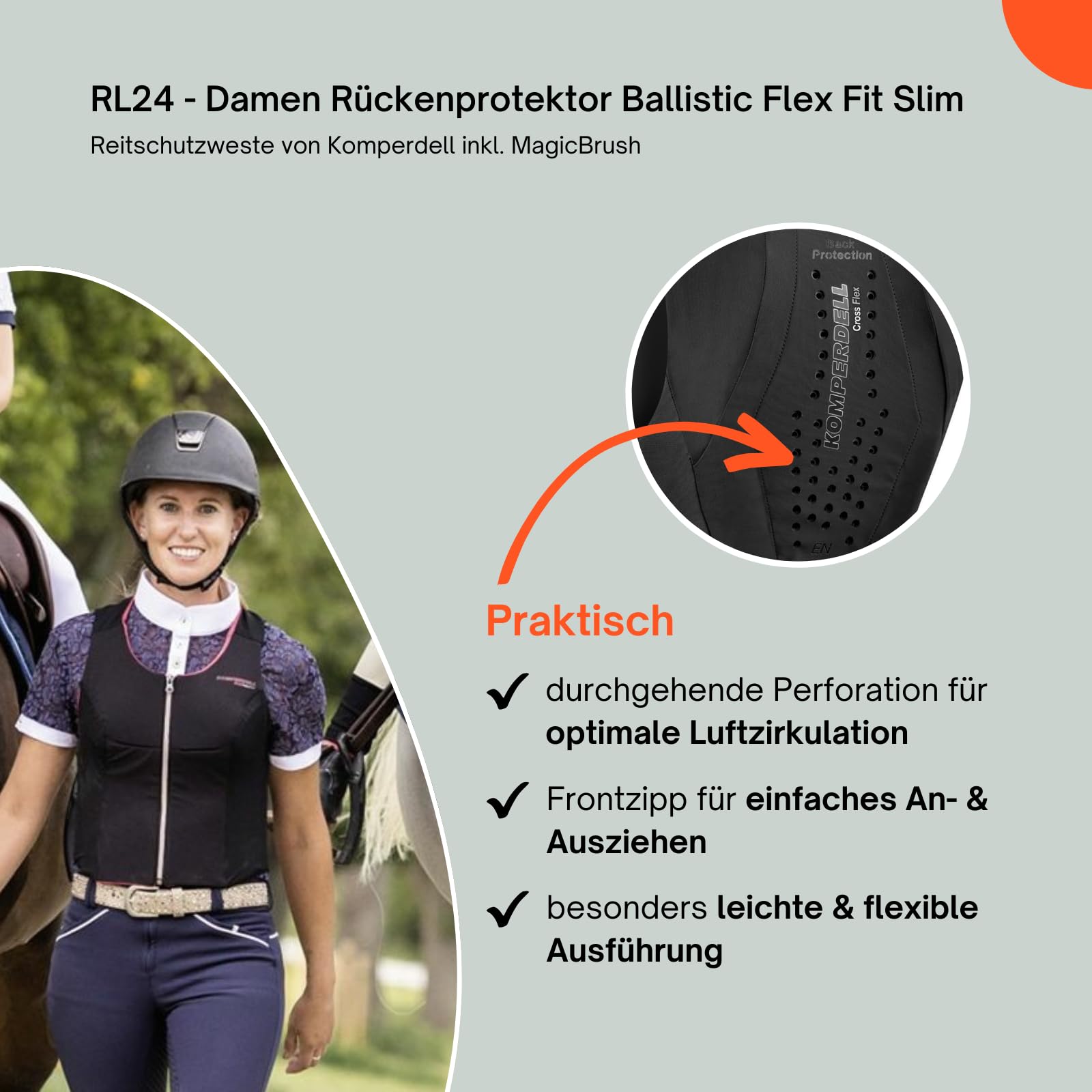 Komperdell Ballistic Flex Fit Slim RL24 Damen Rückenprotektor Protektorenweste ergonomisch leicht automatische Weitenregulierung