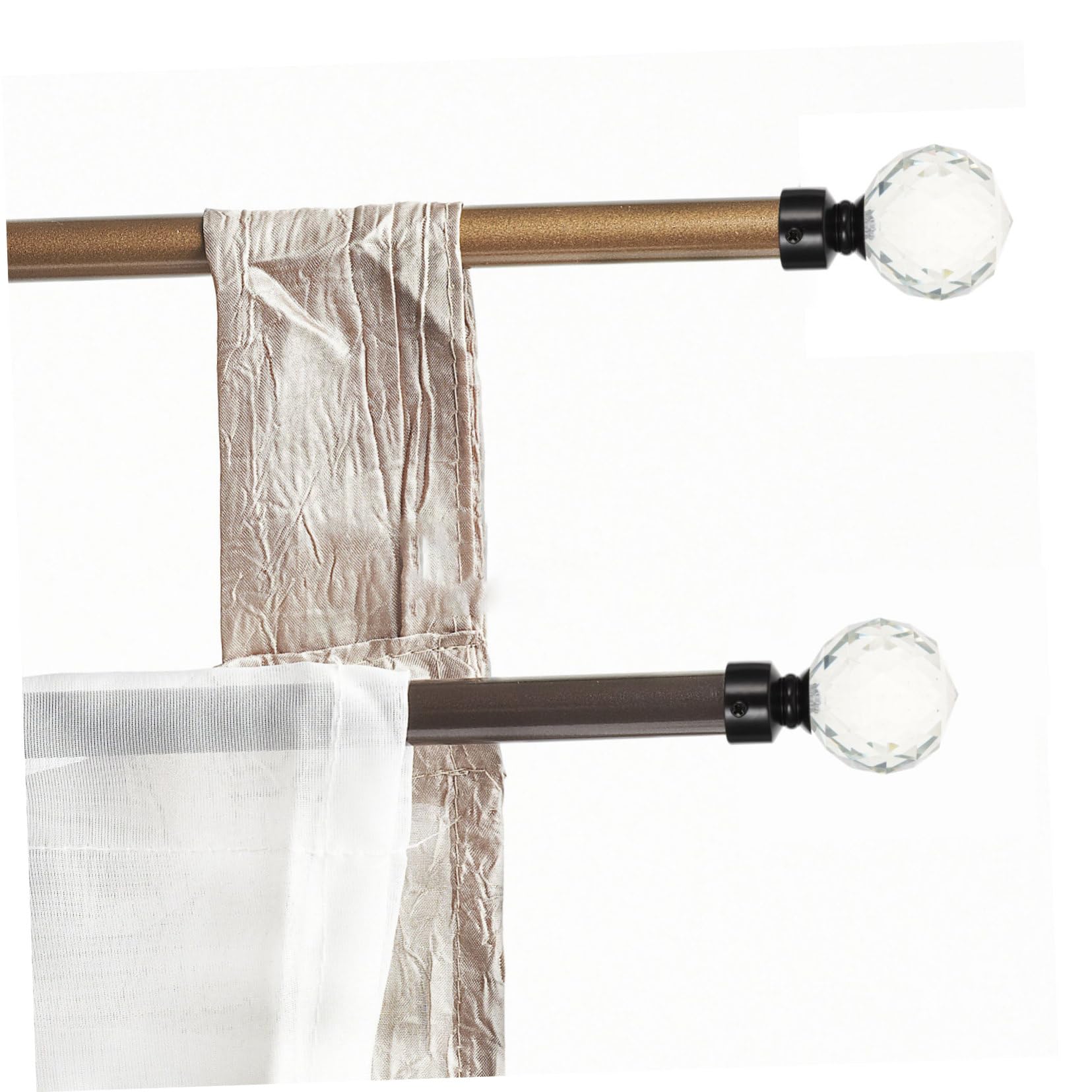 Veemoon Embouts de Tringle à Rideaux en Cristal, Lot de 2, Fer Noir | Style Simple Rétro, pour Maison et Chambre, Accessoires de Finition pour Tige de Rideau