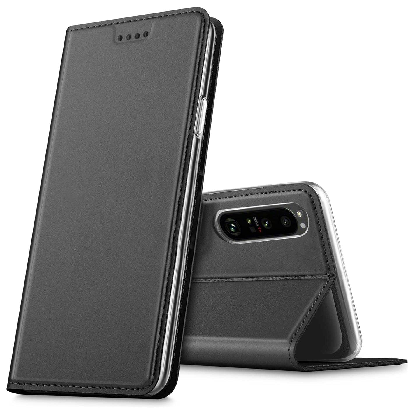 Verco Custodia A Libro In PU Con Magnete Per Sony Xperia 1 II – Porta Carte E Supporto Video, Nero - 3