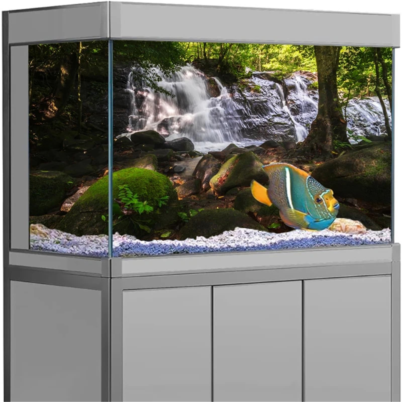 Fond Aquarium Affiche de Fond d'aquarium 3D | Autocollant adhésif en PVC, arrière-plan de cascade d'aquarium, plantes de mer d'océan(WHITE,40x80cm)