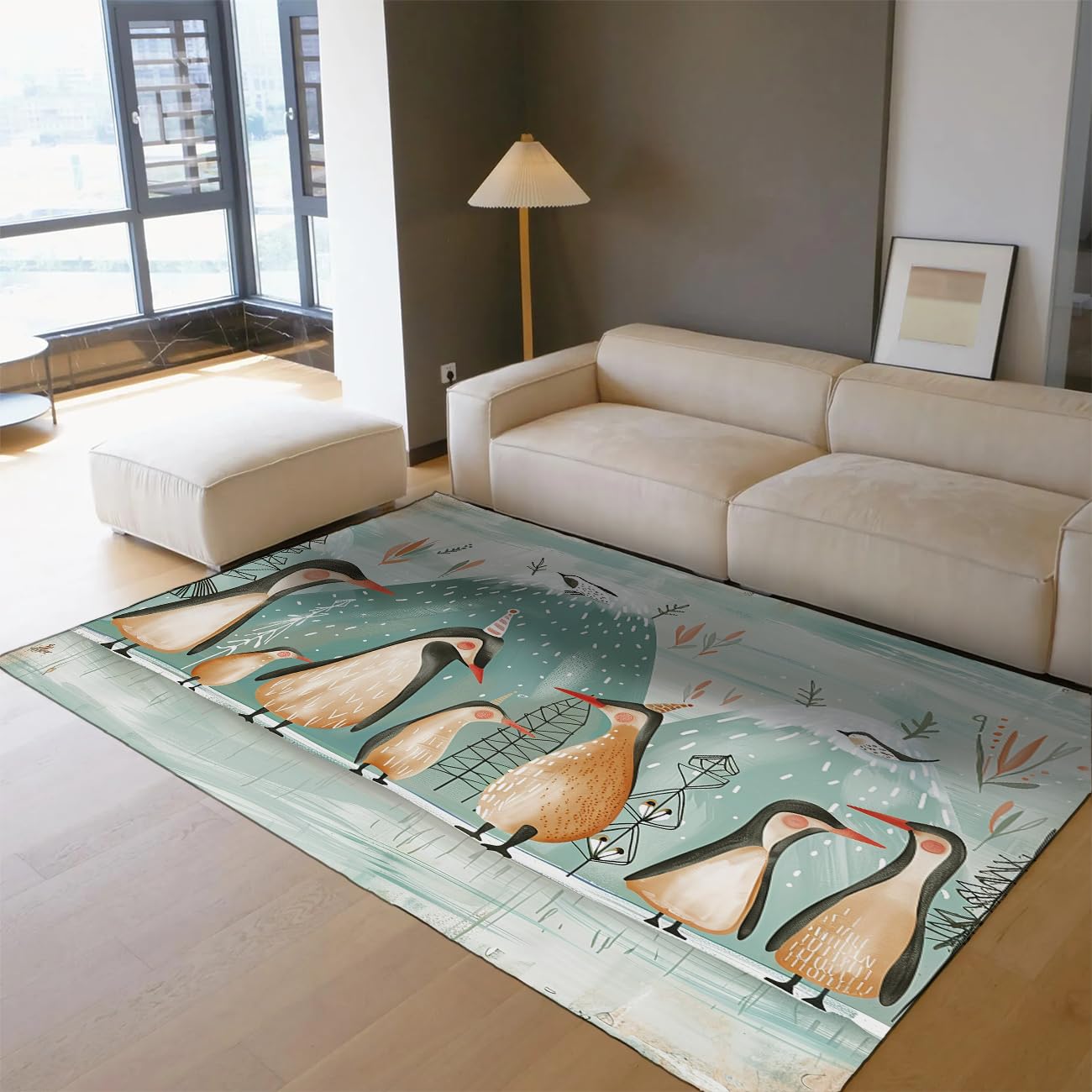 Tapis enfant pingouin pour chambre bébé et salle à manger antidérapant doux