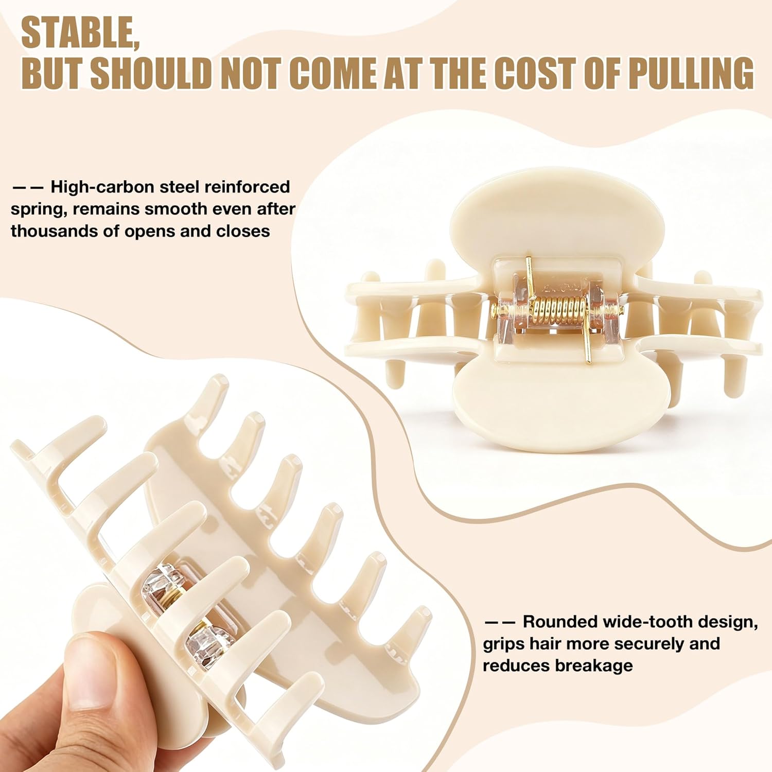 Hair Claw Clips for Thick Hair, Large Cream Hair Clips, Celluloid Butterfly Jaw Clip, Strong Hold Claw Clip for Women
