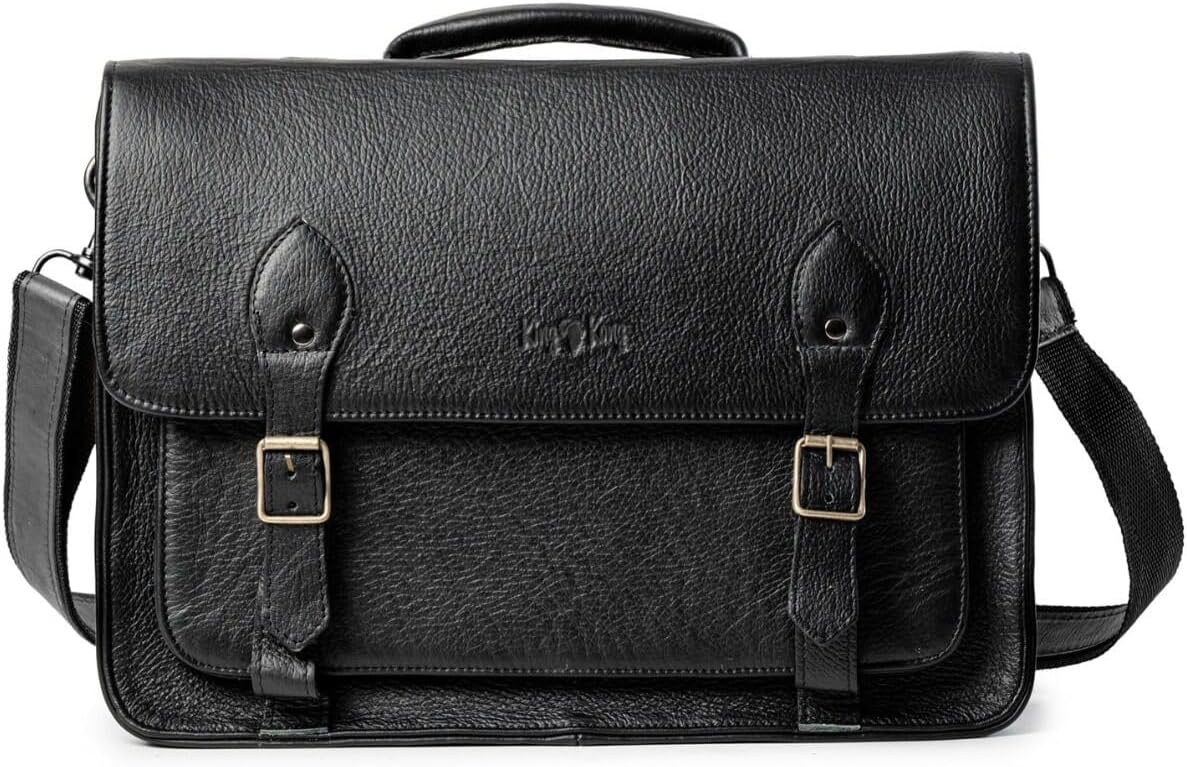 KING KONG Leather Messenger Bag for laptops, 15'' Leather Case, Shoulder Laptop Bag for Men Women, Padded Interior Protection