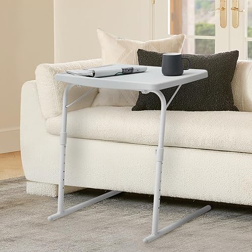 Miniatura 24 de Magshion Bandeja de TV inclinable ajustable de 22 pulgadas, mesa para cena en cama o sofá, cómoda mesa negra plegable con 3 ajustes de ángulo de