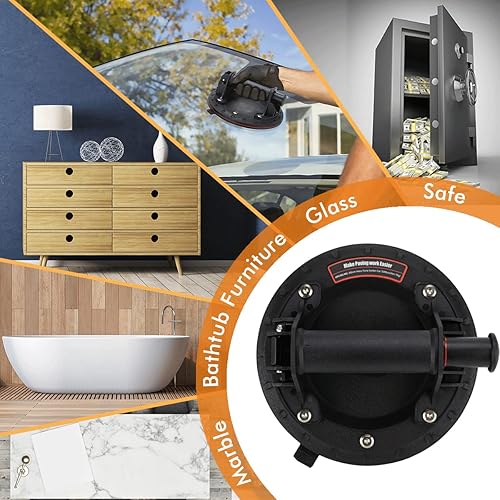 Miniatura 4 de Ventosas de vacío de 8 pulgadas resistentes para levantar vidrio grande, elevador de ventosa industrial con asa, capacidad de carga de 500 libras