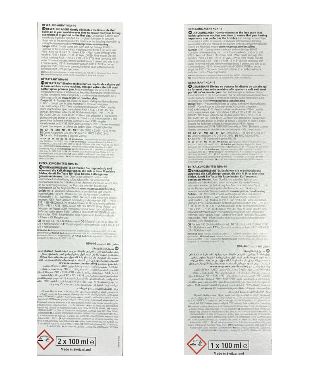 Nespresso Kit Decalcificante Per Macchine Da Caff&egrave; - Confezione Da 2 Flaconi Da 100ml