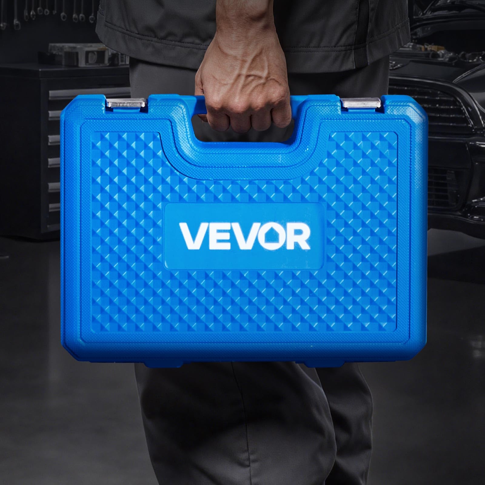 VEVOR Kit de Presse à Roulements 7 Pièces, Coffret d’Outils de Démontage et de Montage de Bagues et Joints de Roulements, avec 5 Bagues, Axes de Poignée et Rallonge, pour Entretien Automobile