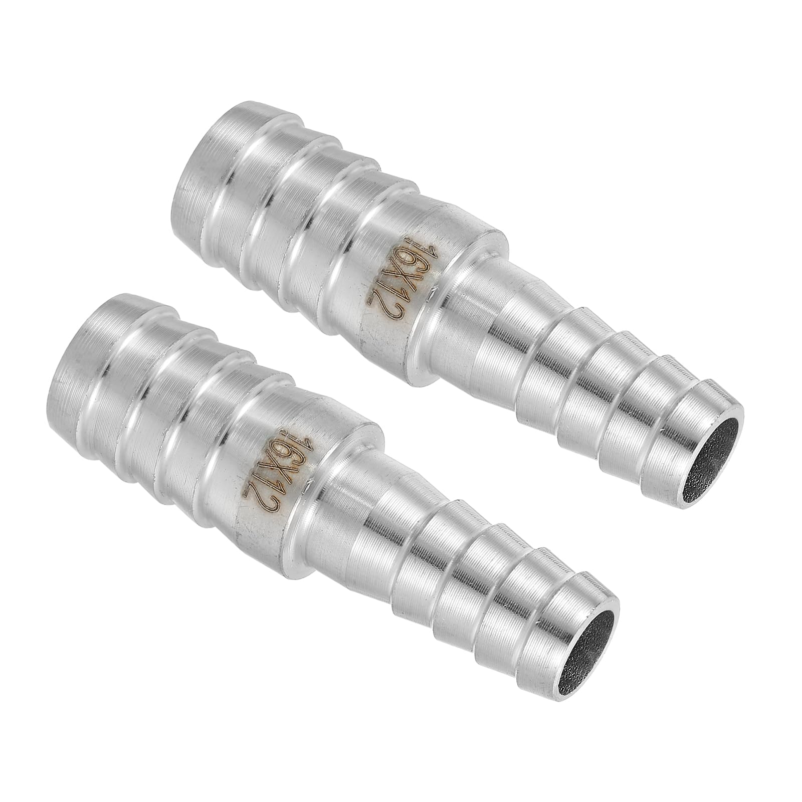 uxcell 2Pcs 5/8" to 15/32" Hose Barb Reducer Pipe Fitting, 304 Stainless Steel Hose Pipe Fitting Sanitary Adapter for Vacuum Systems, Industrial Pipe