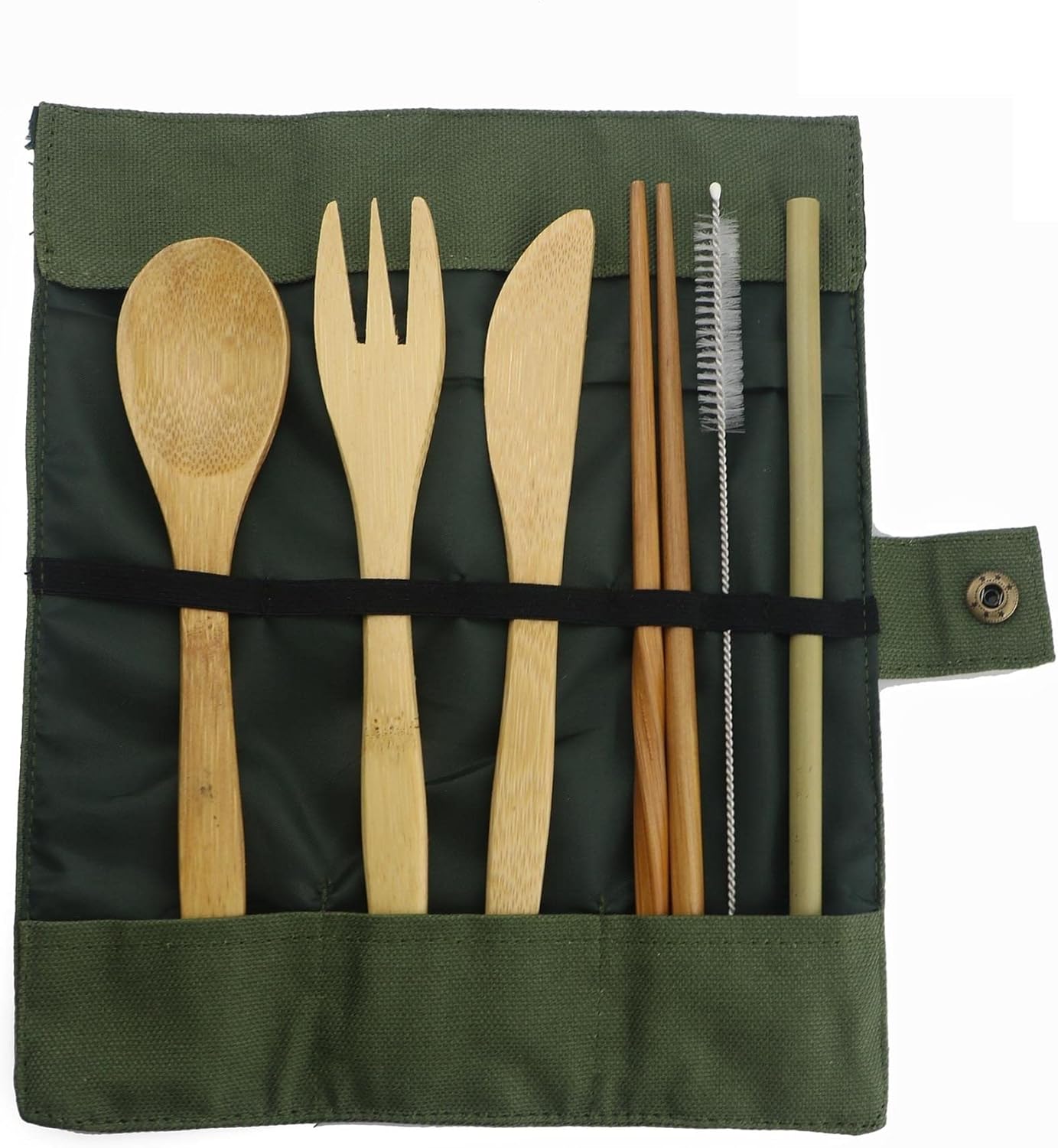 Party 7-Piece Wooden Cutlery Set with Knife Fork Spoon Bamboo Straw Cloth Bag for Hotel Bar Home Party Outstanding