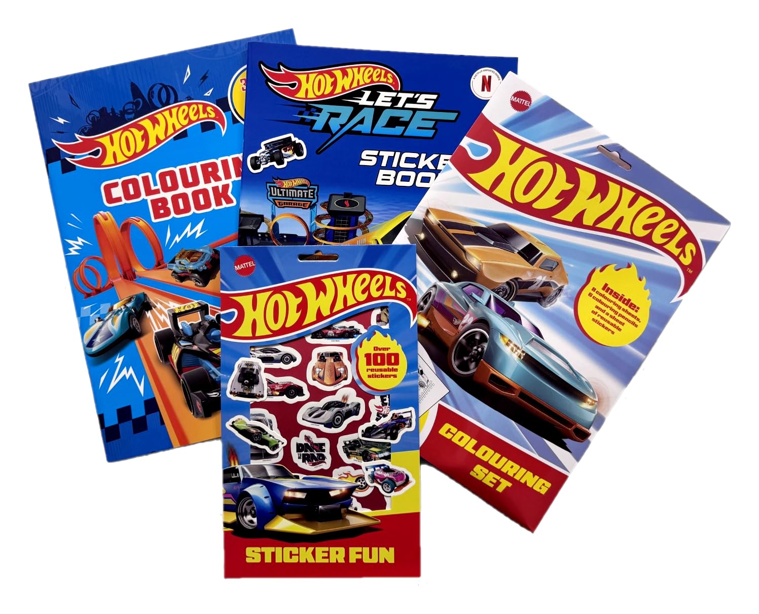Anila's Hot Wheels Mega Activity Set – Colouring Books, 100+ Reusable Stickers, Stand-Up Vehicles, Colouring Sheets & Pencils – Ages 3+ – Creative Gift for Kids, A4 Size, Eco-Friendly Packaging