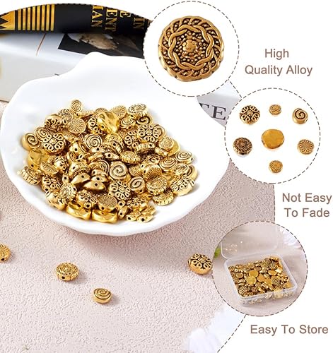 Vista 29 de Mega Pet 80 unids/caja estilo tibetano plata antigua plana redonda y ovalada cuentas 3.543x2.362x1.260 in cuentas sueltas cuentas espaciadoras