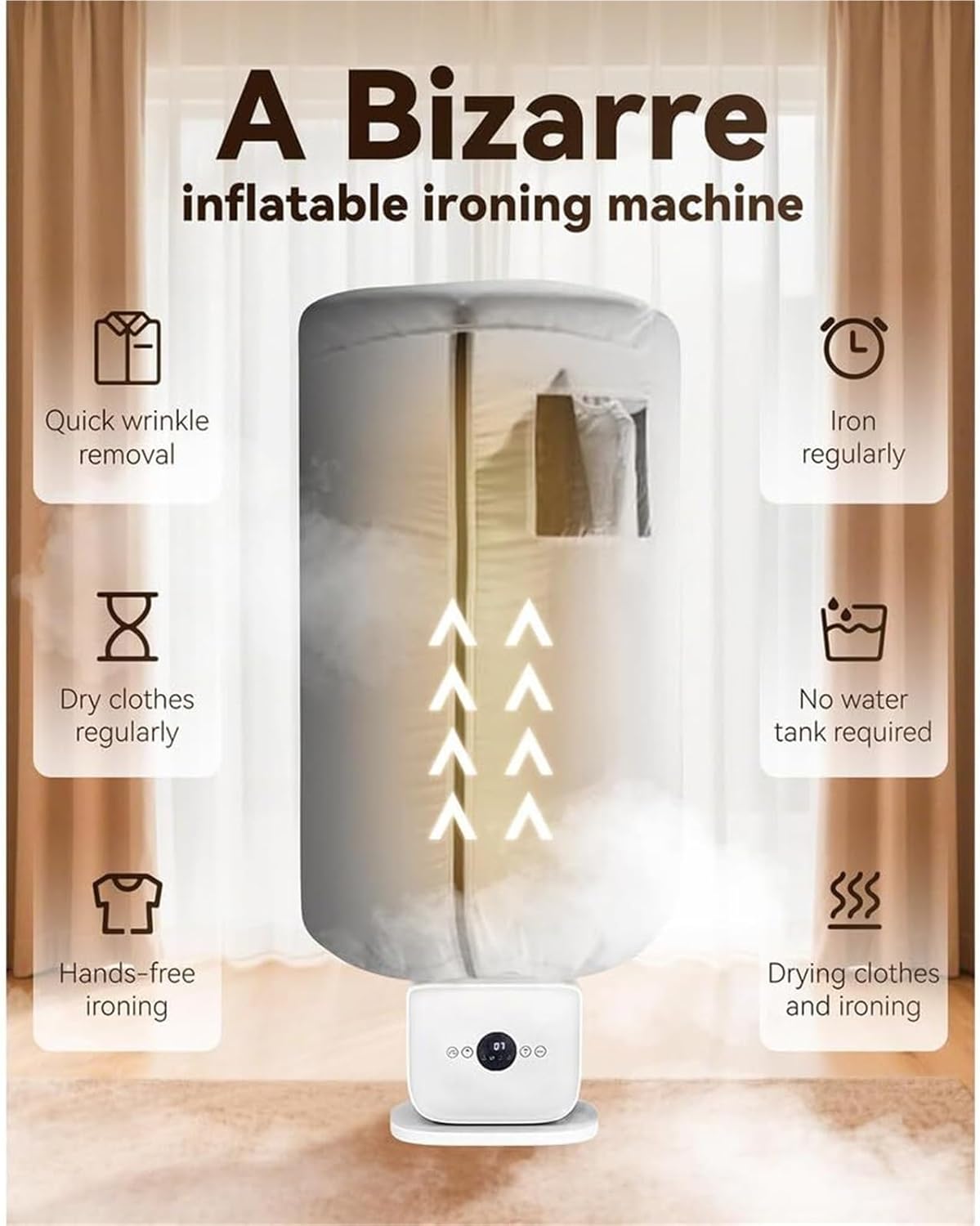 Automatic Hot Air Dryer & Iron,Clothes Dryer and Hands Wrinkle Remover for Shirts & Pants Gentle on All Fabrics