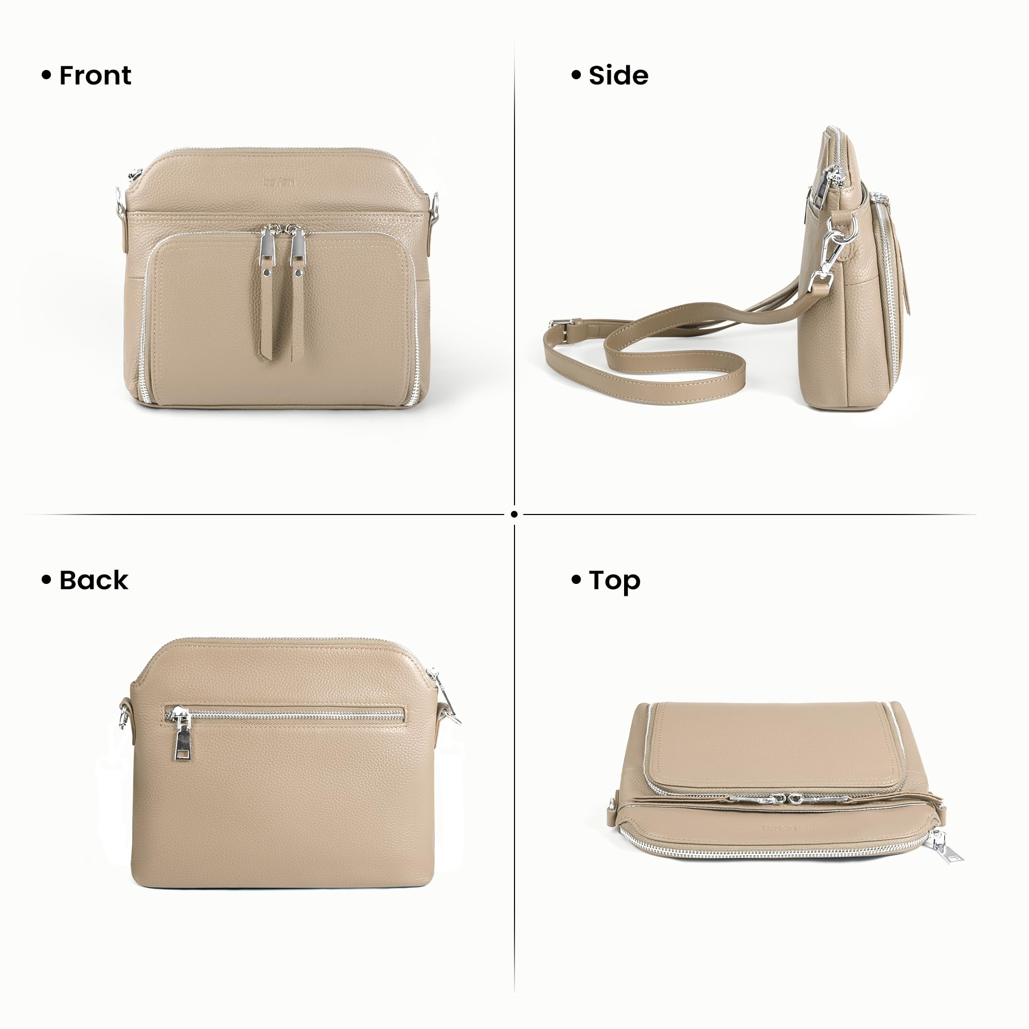 befen Sac à Main Crossbody en Cuir Véritable pour Femmes - Petit Sacs à Bandoulière pour Femme avec Portefeuille Intégré à Protection RFID