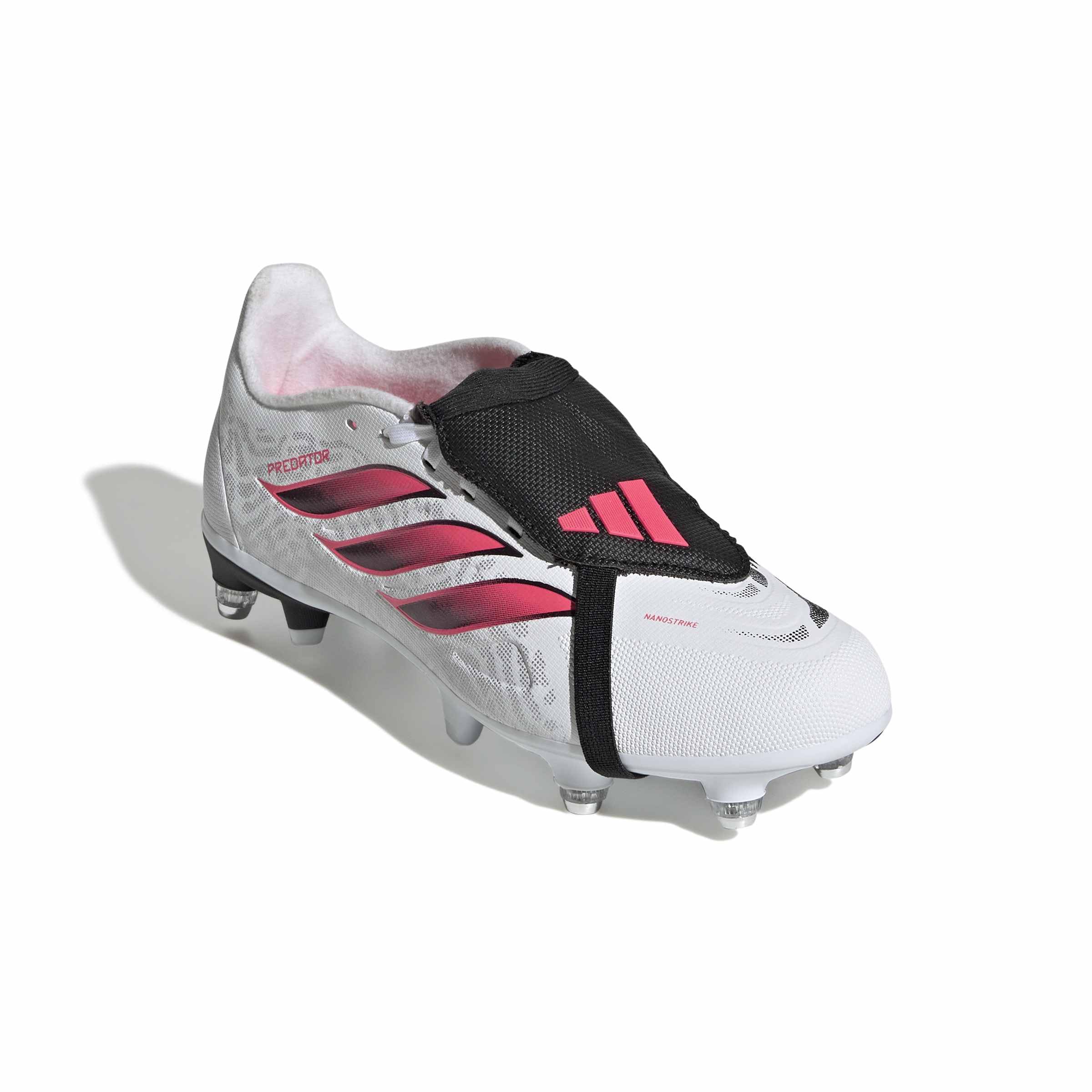 Adidas Unisex - Bambini e Ragazzi Predator League Fold- Over Tongue Soft Ground Football Boots Kids Shoes, Ftwr White/Solar Turbo/Core Black