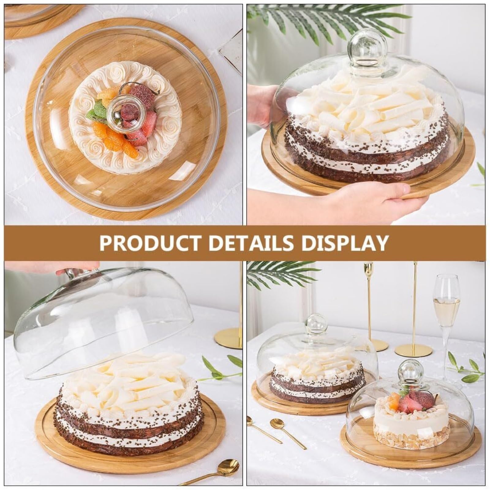 Torte Alzata for Torta in Vetro con Coperchio A Cupola, Piatto for Uso Domestico, for Pasticceria Espositore Alzata(32cm)