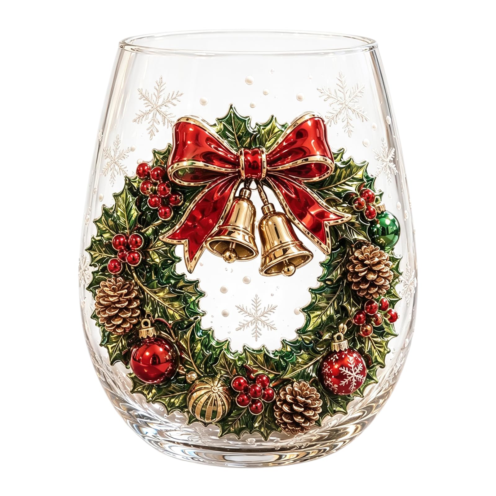 3D Christmas Glass Art Cup | 350ML Christmas Drinking Glasses Drinkware Cup