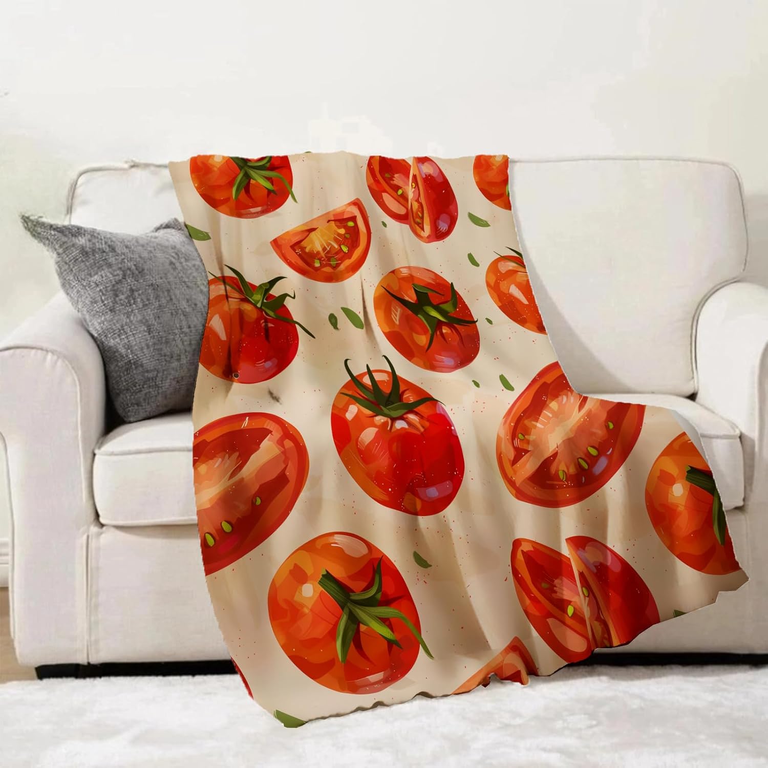 Tomato Blanket Gifts - Tomato Soft Fleece Throw Blankets - Perfect for Kitchen Decor, Gardeners, and Food Lovers - 50x60 Inches - Image 2