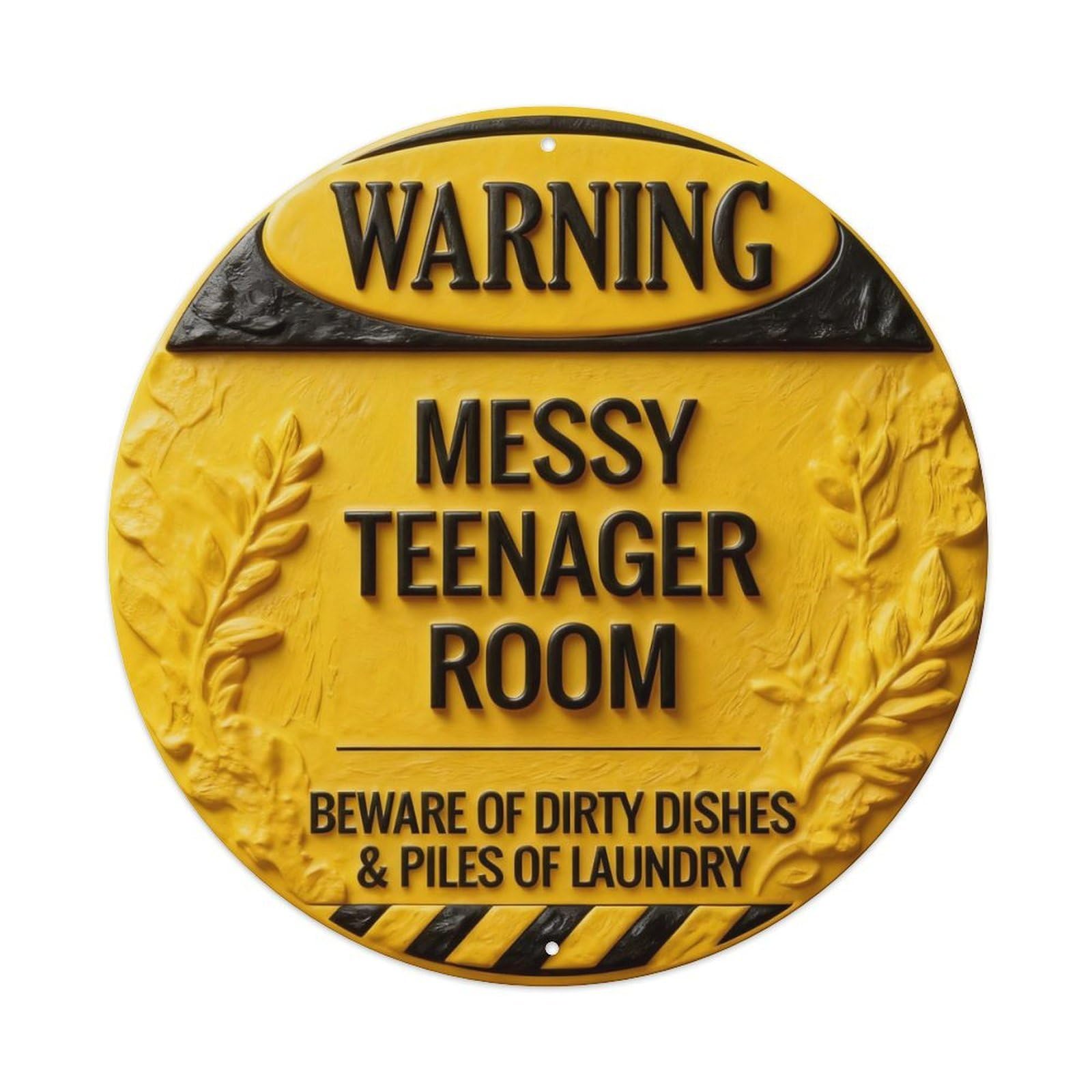 Zlatcbu Vintage Warning Messy Teenager Room Danger Sign Metal Tin Sign Retro Wall Art Poster, Decor For Home Living Room Bar Cafe Garage, 8X8 Inch