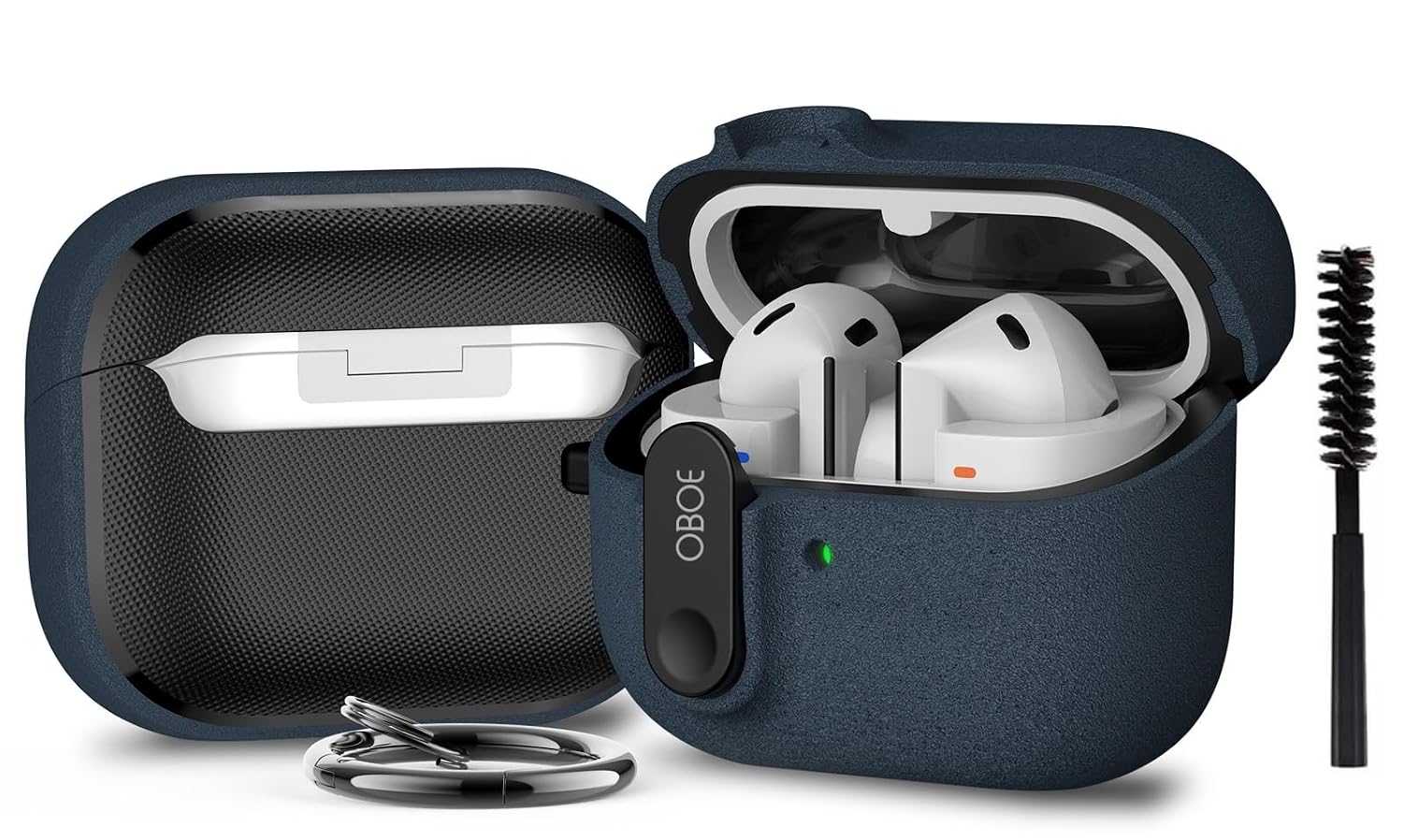 Oboe Aegis Case 'Compatible with' Samsung Galaxy Buds 3 & 3 Pro (2024) Case with Secure Lock Clip & Keyring (Peacock Blue)...