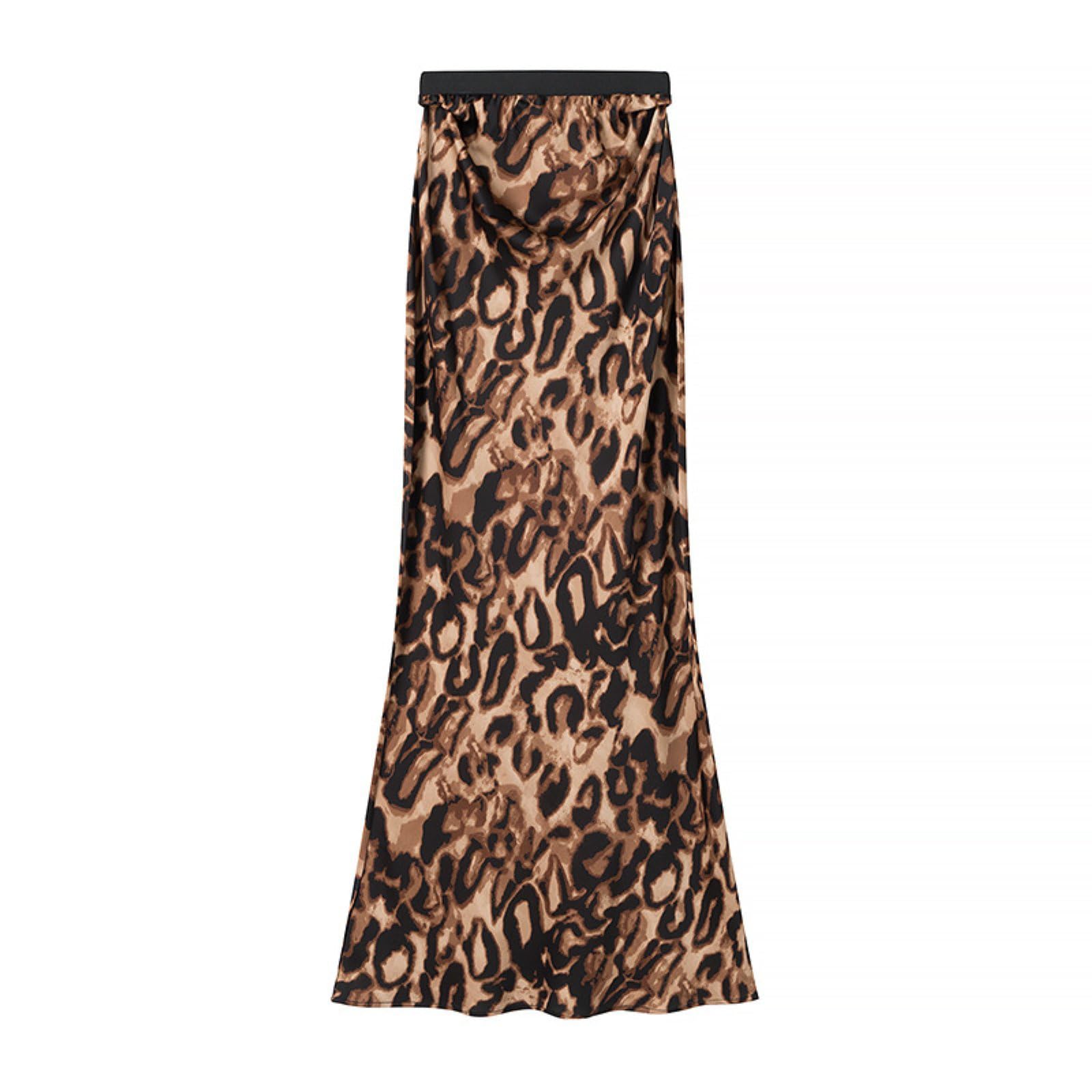 Jupe Longue À Imprimé Léopard Pour Femme Sexy Élastique Taille Basse Coupe Slim Décontractée Endance Style Y2k Longue Queue De Poisson