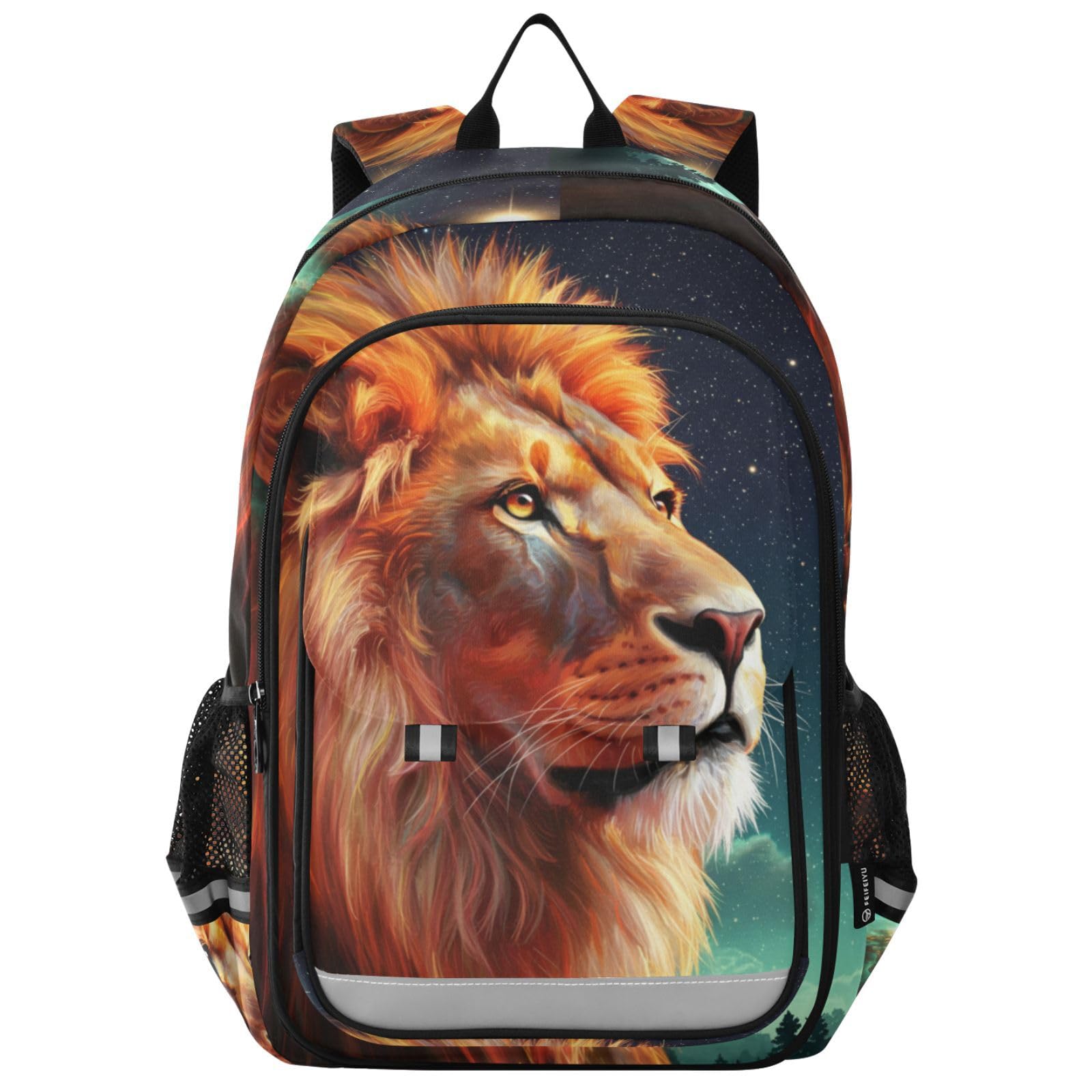 Mnsruu Sac à dos pour ordinateur portable 15,6" Motif ciel étoilé et lion pour adolescentes, sac à dos de voyage léger pour le travail universitaire, 45 x 33 x 17 cm