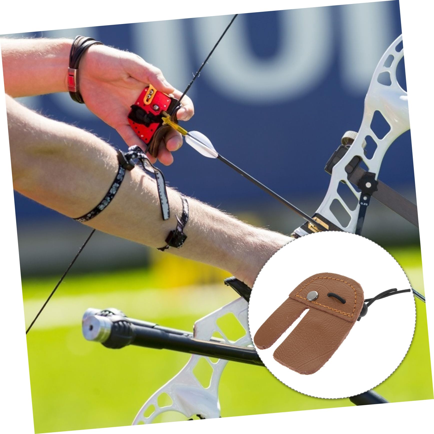 Toddmomy Leather Finger Protector Thumb Release for Brown Mediterranean Stylized Finger Tab