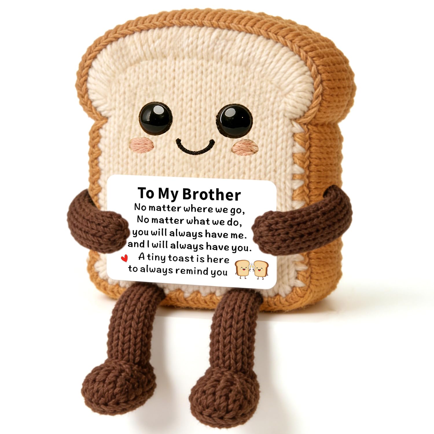 JMIMO Brother Gifts Handmade Toast Crochet Decoration Brother Christmas Birthday Gifts With Card