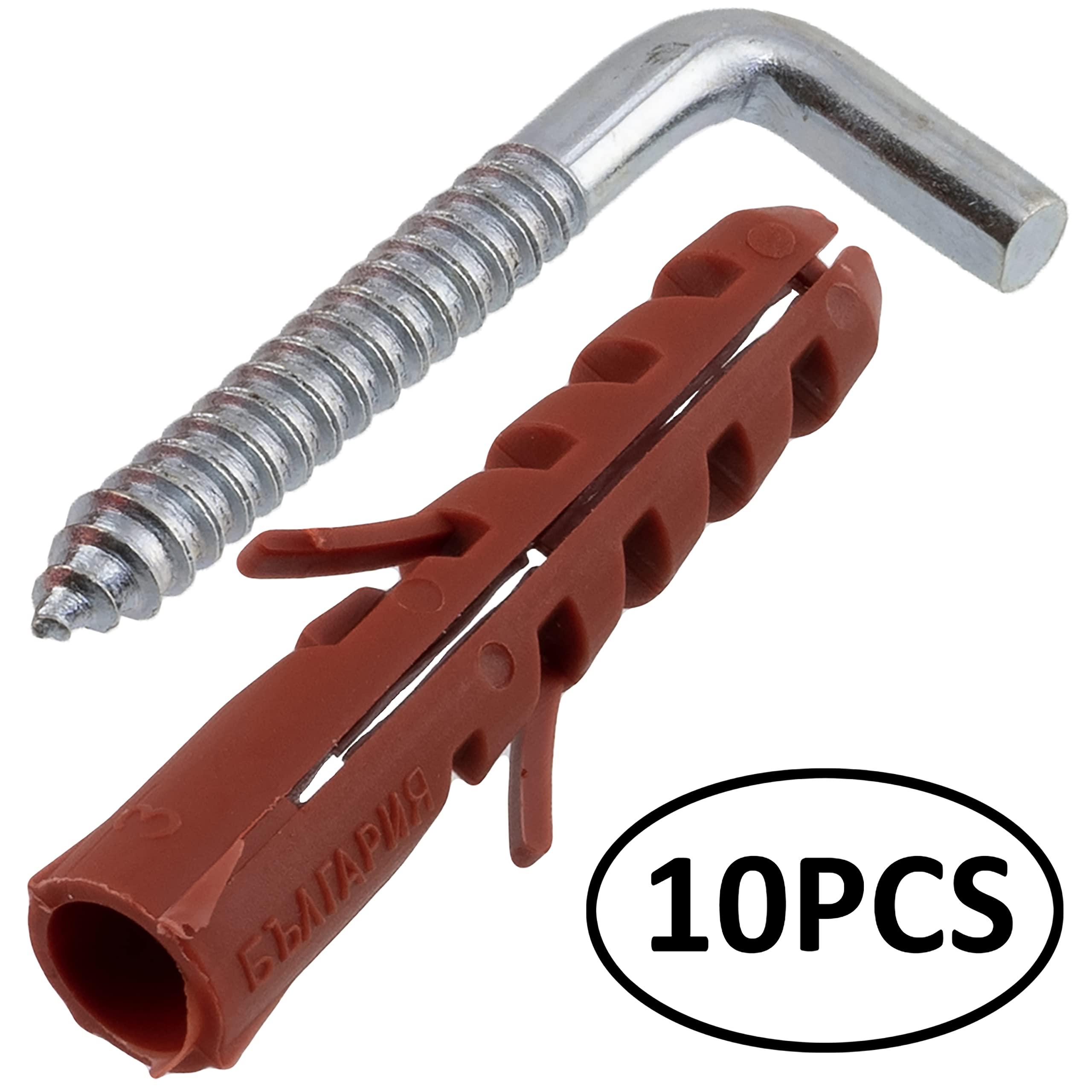 AERZETIX - C65096 – Set of 10 universal dowels Ø8 x 40 mm in plastic + 10 hooks type 