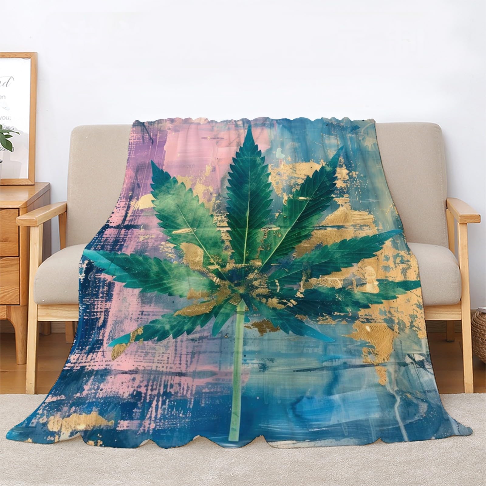 Puszysty koc do wtulania się, malowany 200 x 200 cm, miękki i dwustronny koc polarowy, idealny koc na sofę dla wszystkich, przytulny koc na sofę i łóżko mg1487
