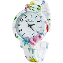Collections Womens Cuff Bangle Watch Elegant Flower Design Bracelet Timepiece, Fashion Jewelry Wristwatch for Ladies, Stylish Dress Gift, Multiple Design Options