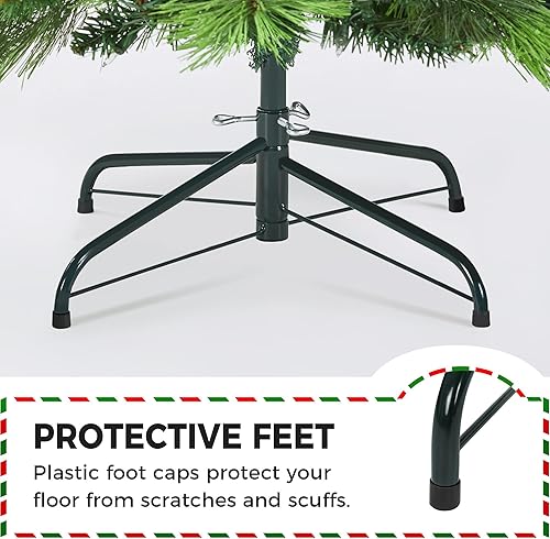 Miniatura 5 de Yaheetech Árbol de Navidad preiluminado de 6 pies con 400 luces incandescentes blancas cálidas, árbol realista con bisagras con 885 puntas de ramas